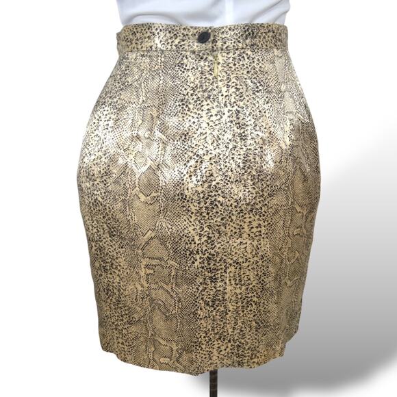 Vintage Rina Rossi Python Snake Print Satin Mini Skirt Size 6 Made in USA Y2K - Picture 5 of 10